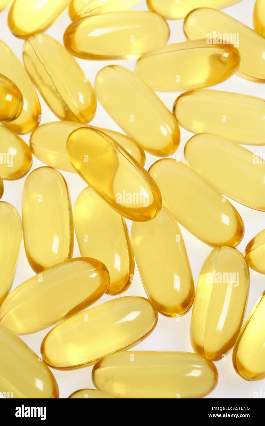 Fish Oil Pills Stock Photo