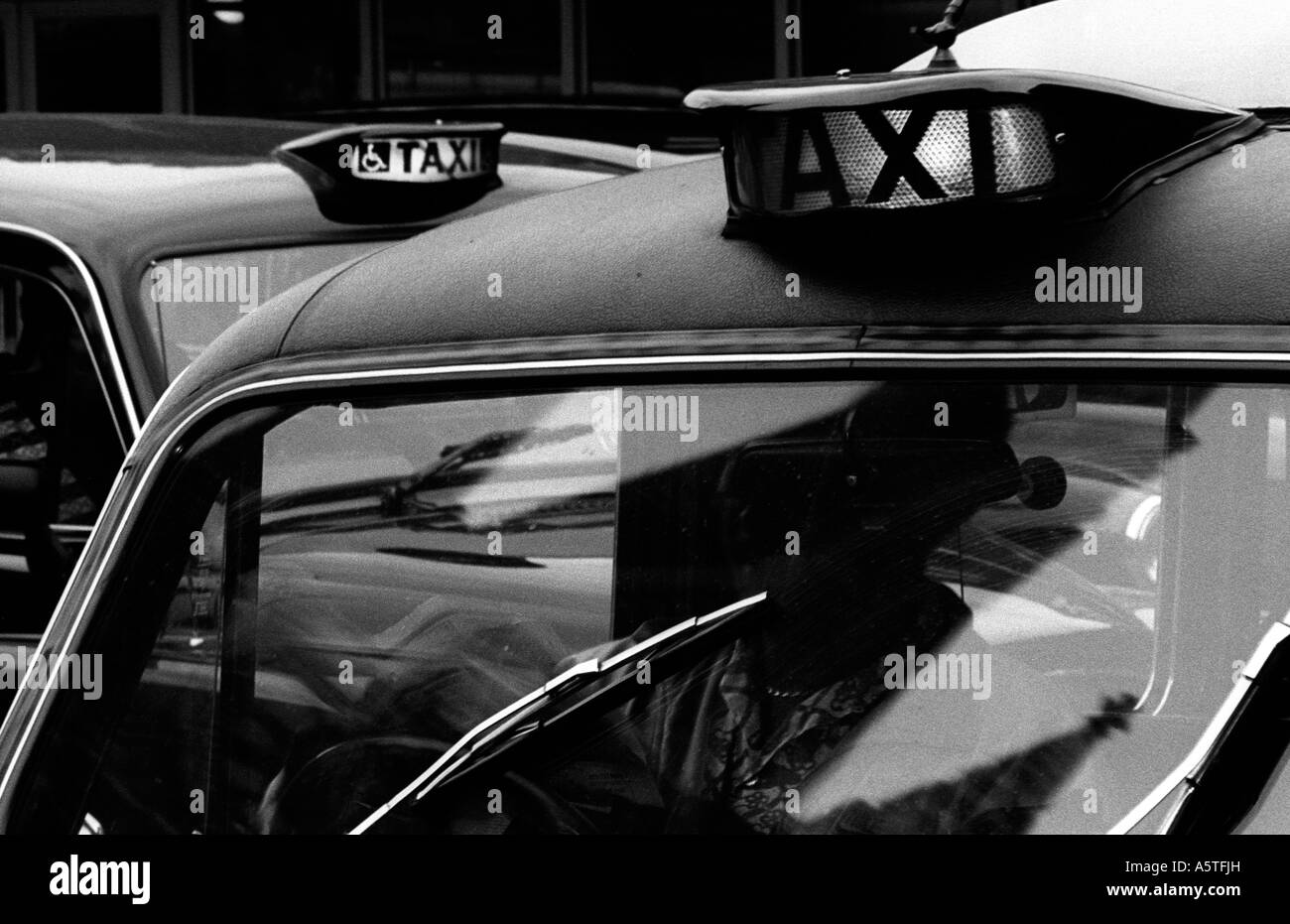 London taxis plying for hire at Waterloo Station, London Stock Photo
