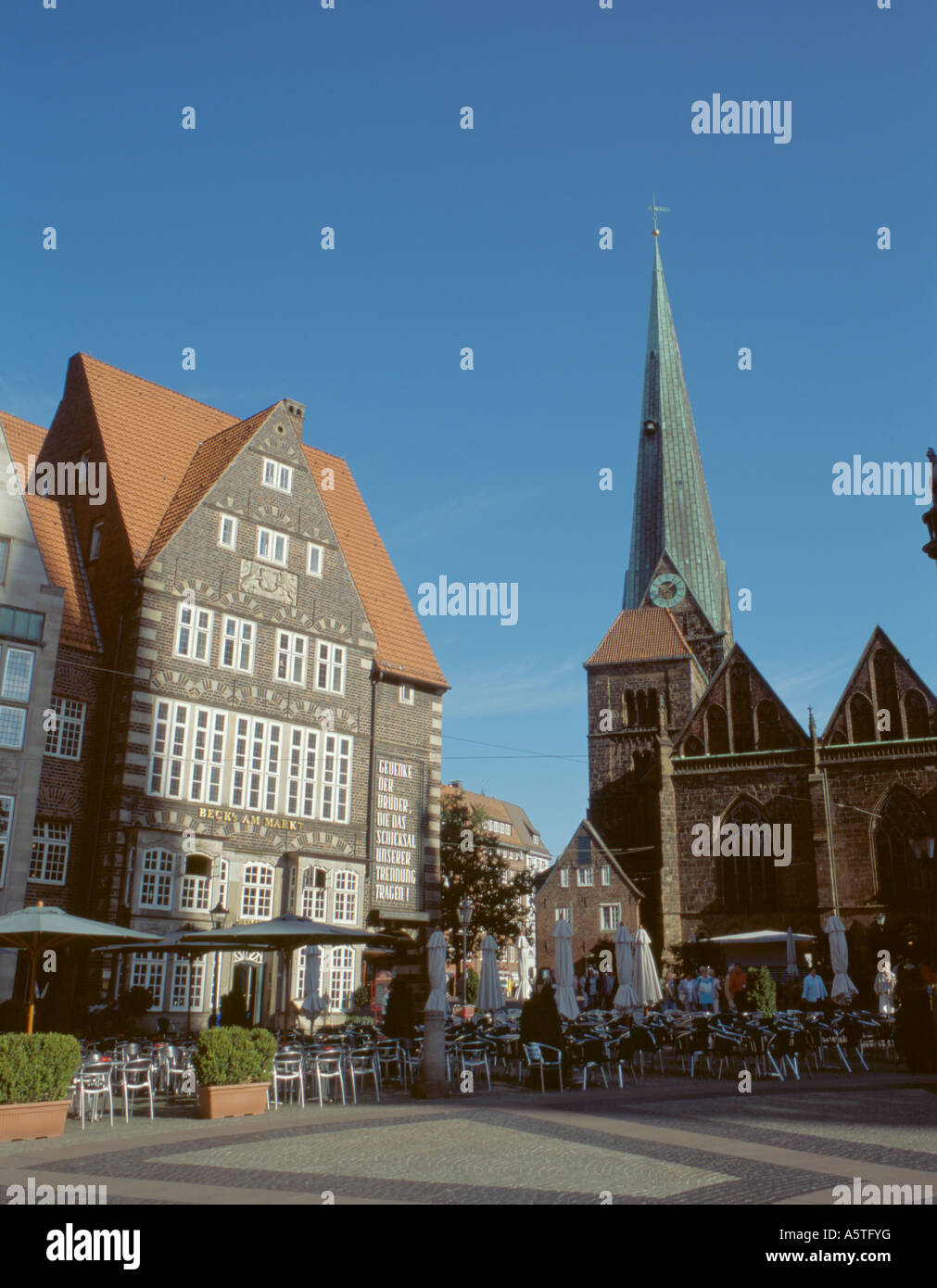 General view over Marktplatz (Market Place), City of Bremen, Bremen, Germany. Stock Photo