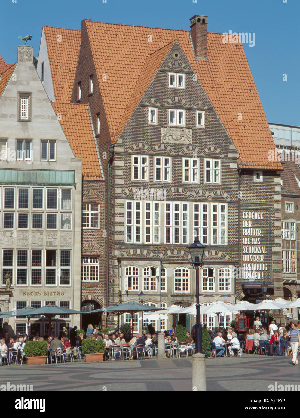 Mock old patrician houses seen over Marktplatz (Market Place), City of Bremen, Bremen, Germany. Stock Photo