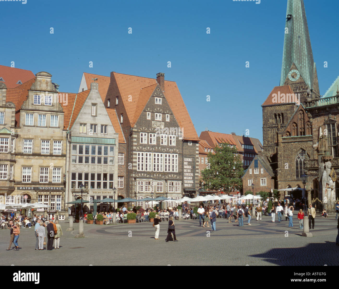 General view over Marktplatz (Market Place), City of Bremen, Bremen, Germany. Stock Photo