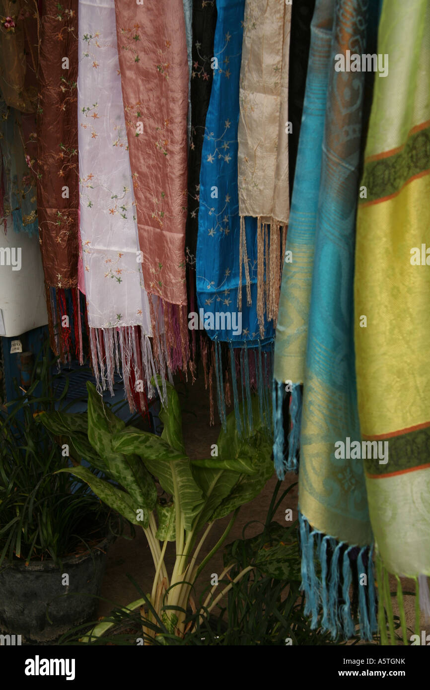Thai Silk Display Stock Photo