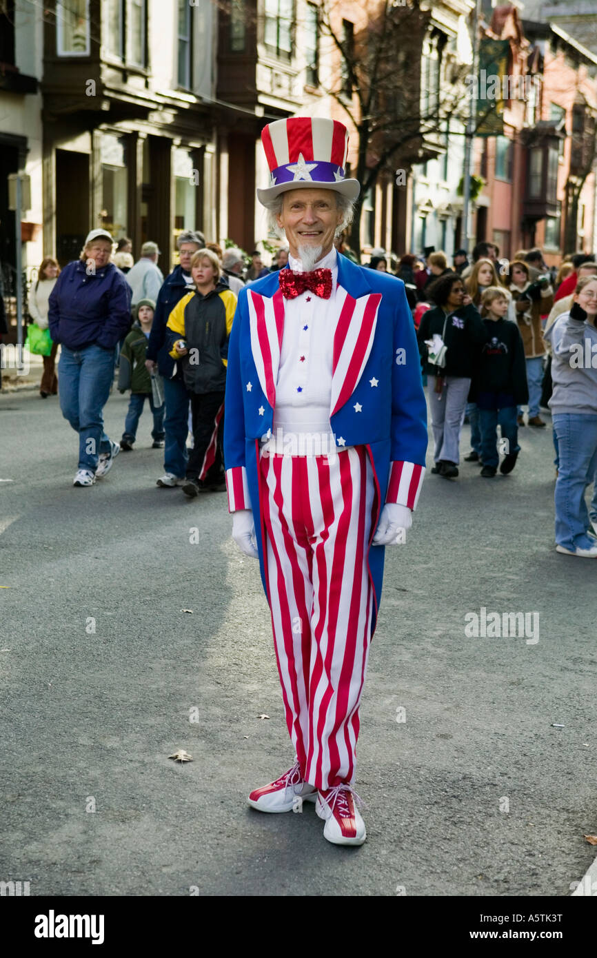 Uncle Sam at annual Victorian Stroll Troy New York Rensselaer County Stock Photo