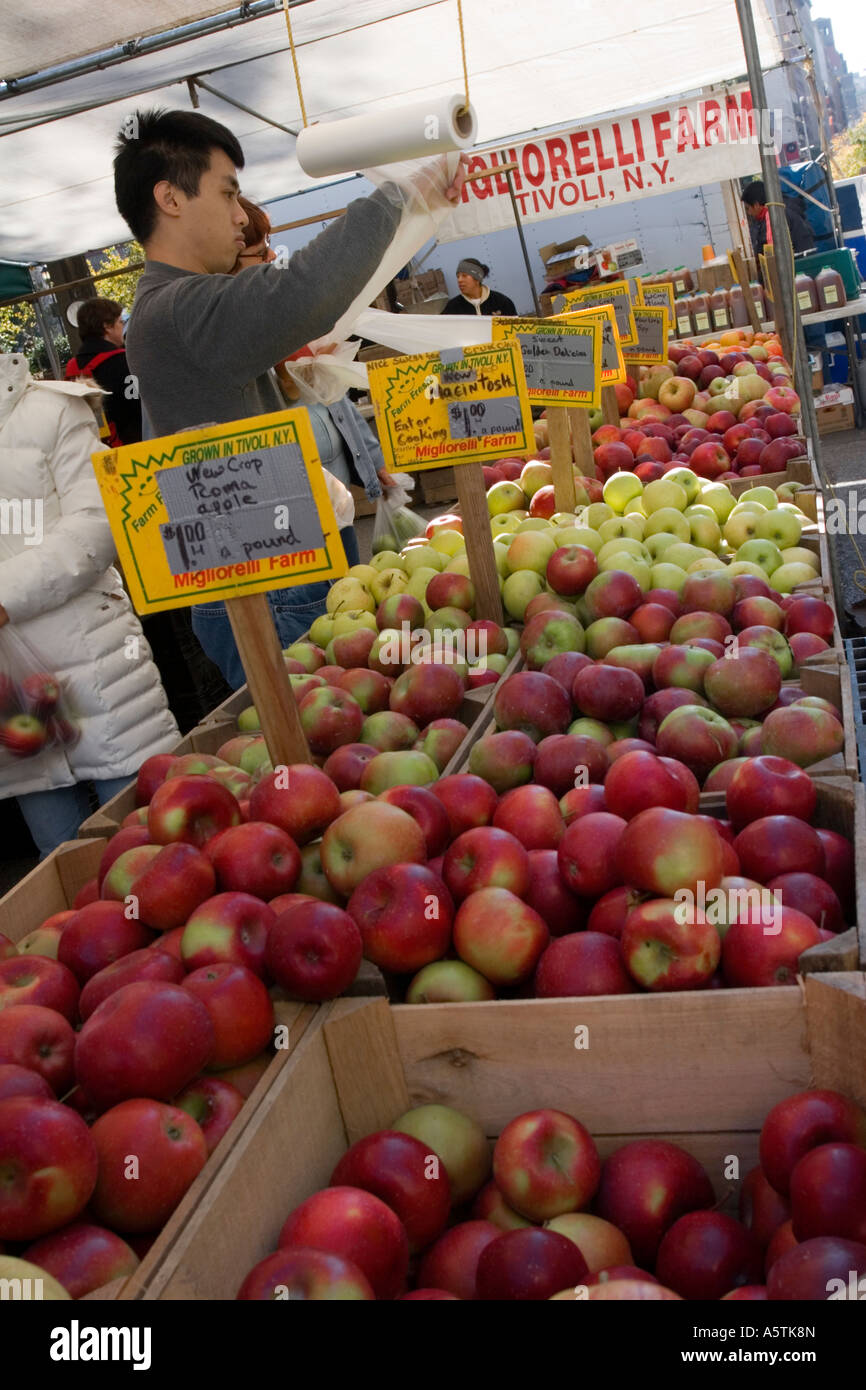 Apples for sale Farmers Market Union Square Manhattan New York City Stock Photo