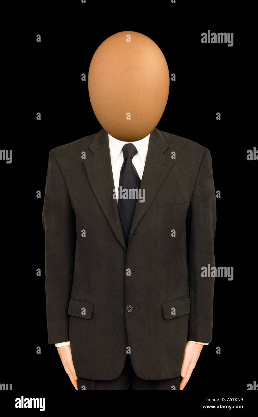 businessman with an egg head boffin Stock Photo