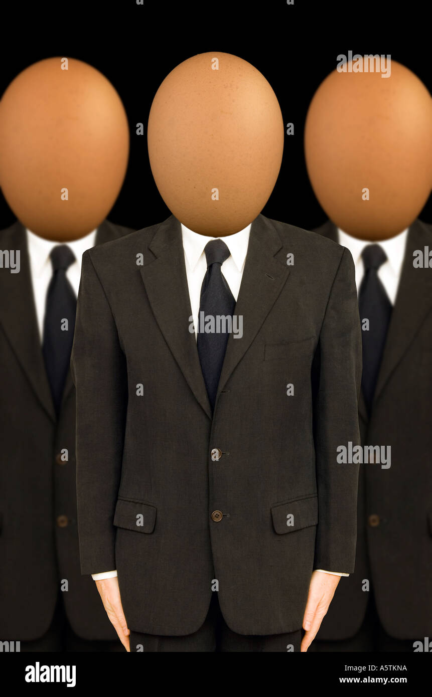 businessmen with egg heads boffins Stock Photo