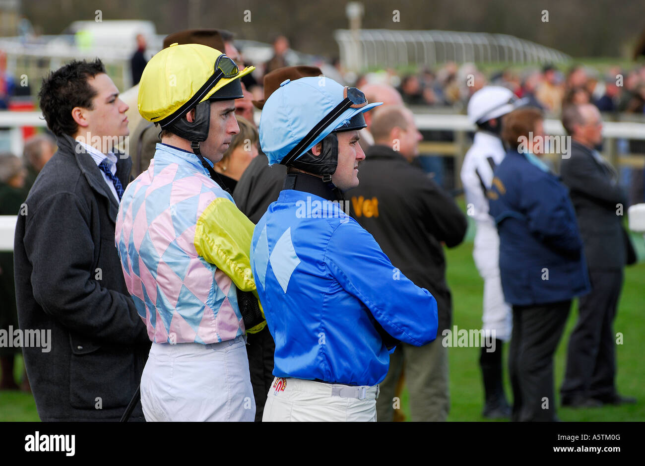 jockies in paddock, fakenham races, norfolk, england Stock Photo Alamy
