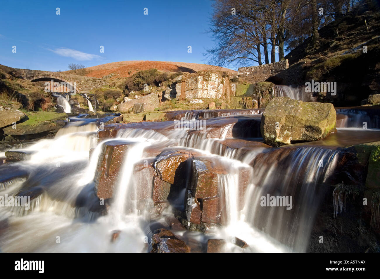 Old Packhorse Bridge and River Dane, Three Shires Head, Peak District