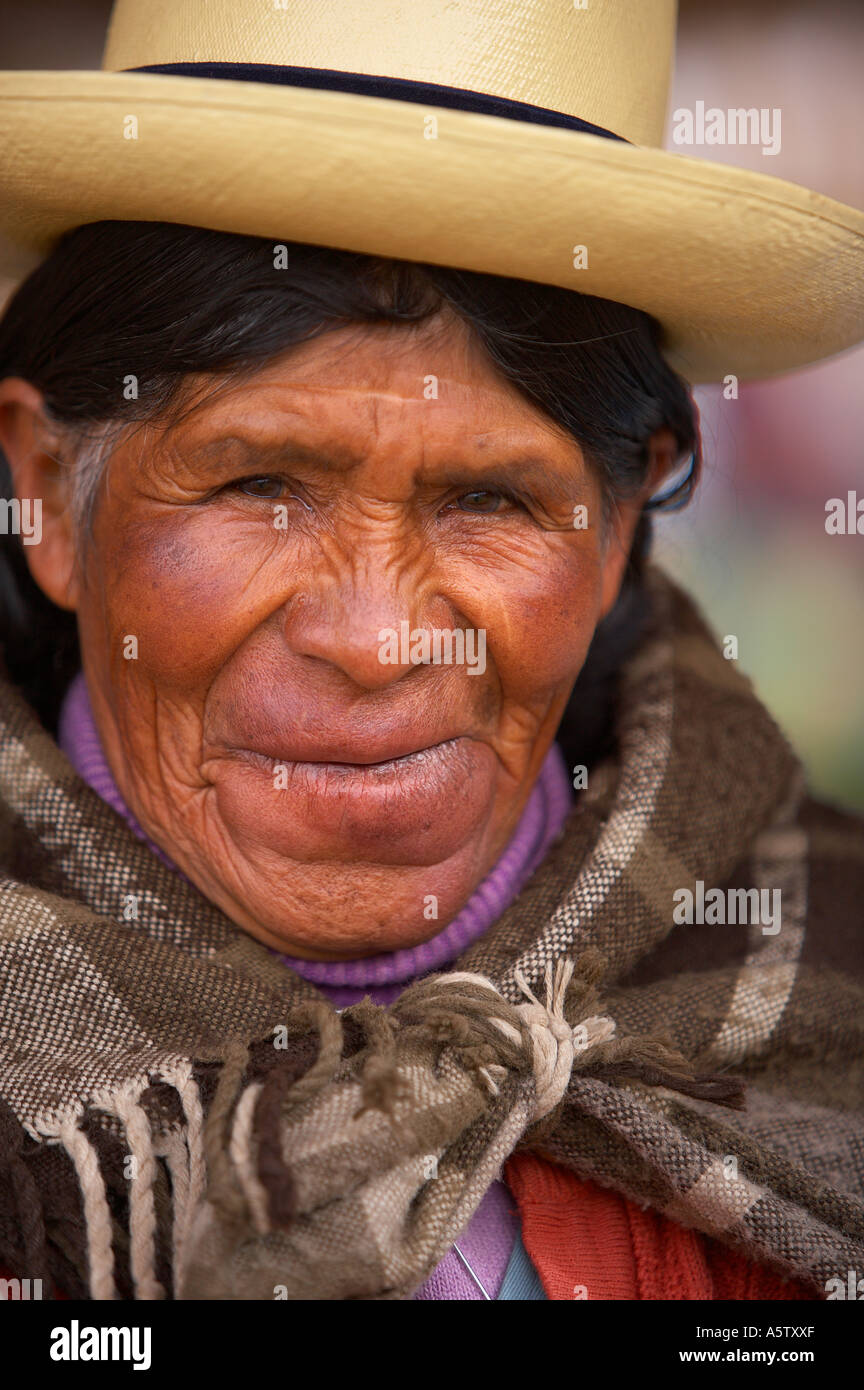 woman Chincherro market nr Cusco Peru Stock Photo