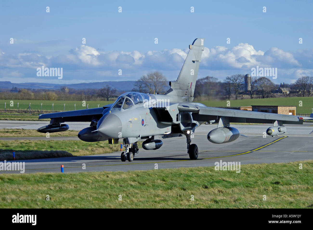 Panavia Tornado F4 Fighter on taxiway, RAF Lossiemouth, Moray. XAV 4926-461 Stock Photo