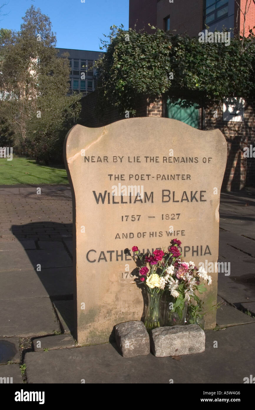 Gravestone of William Blake. Bunhill Fields, London, England Stock Photo