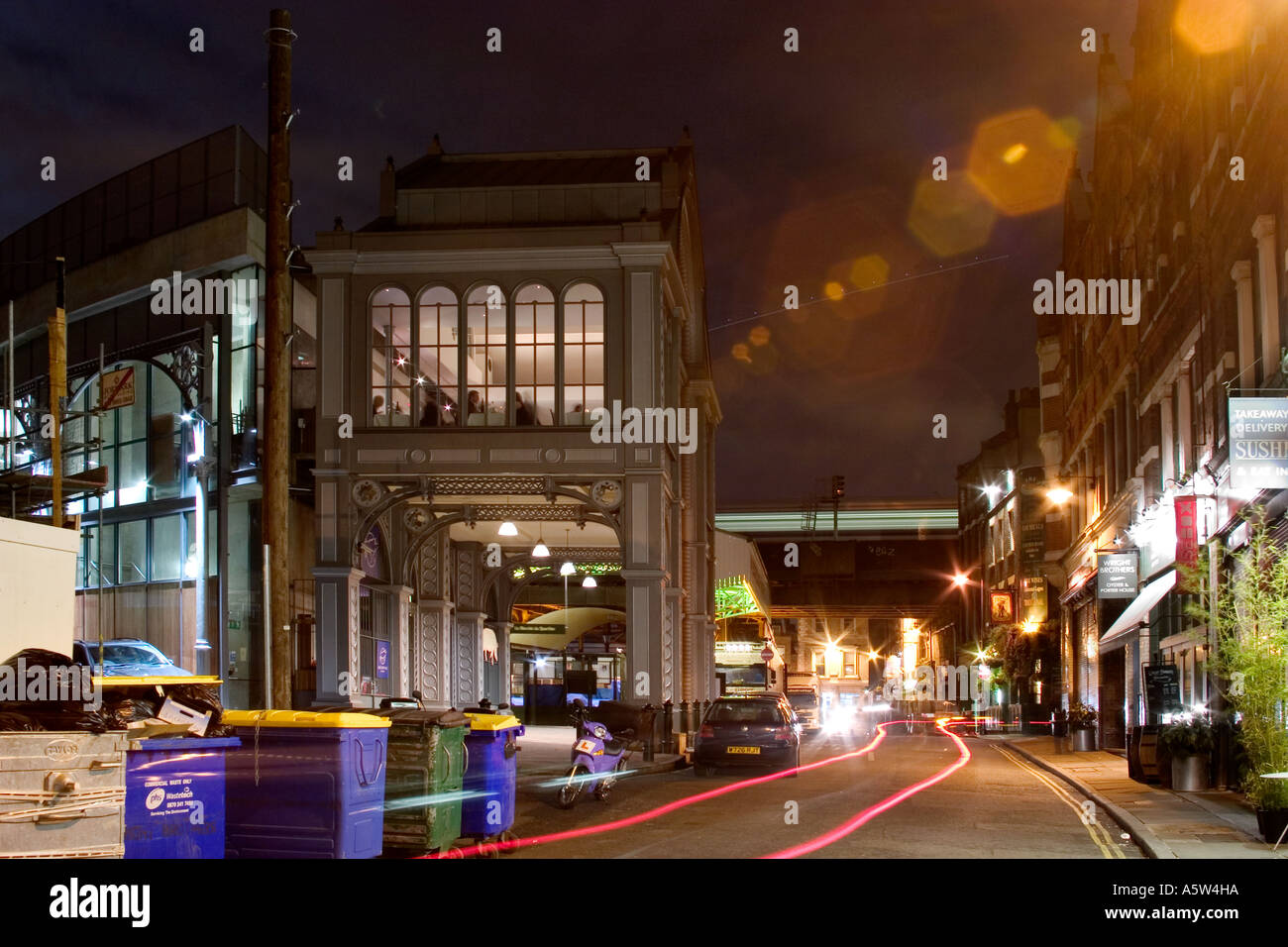 Roast restaurant at night. Borough Market, Stoney Street, Southwark