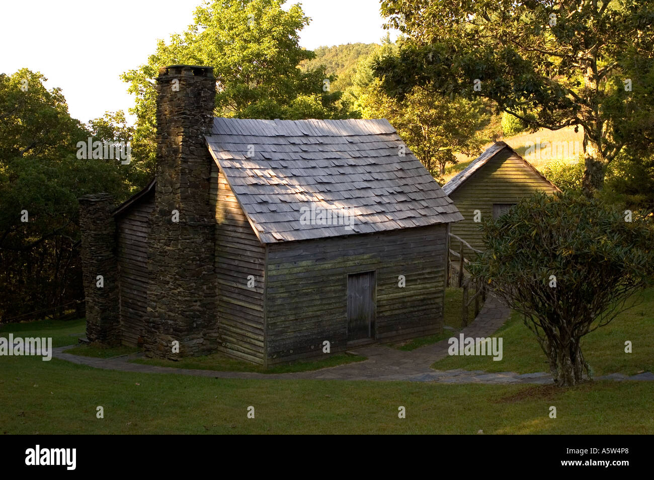 Brinegar Cabin On The Blue Ridge Parkway In North Carolina Stock