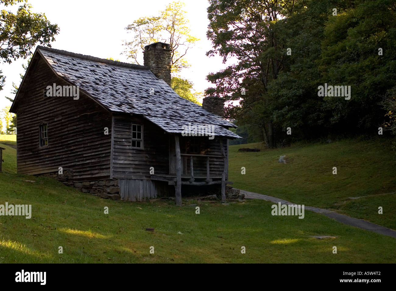 Brinegar Cabin On The Blue Ridge Parkway In North Carolina Stock
