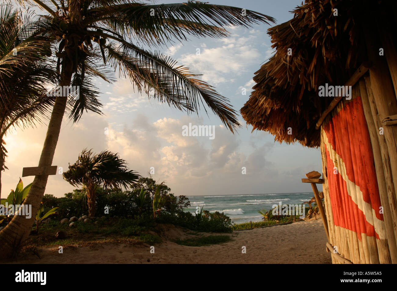 Cabanas at Tulum Mexico Stock Photo