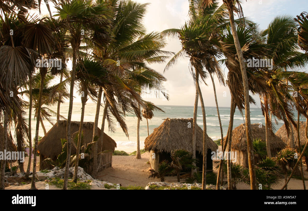 Cabanas at Tulum Mexico Stock Photo