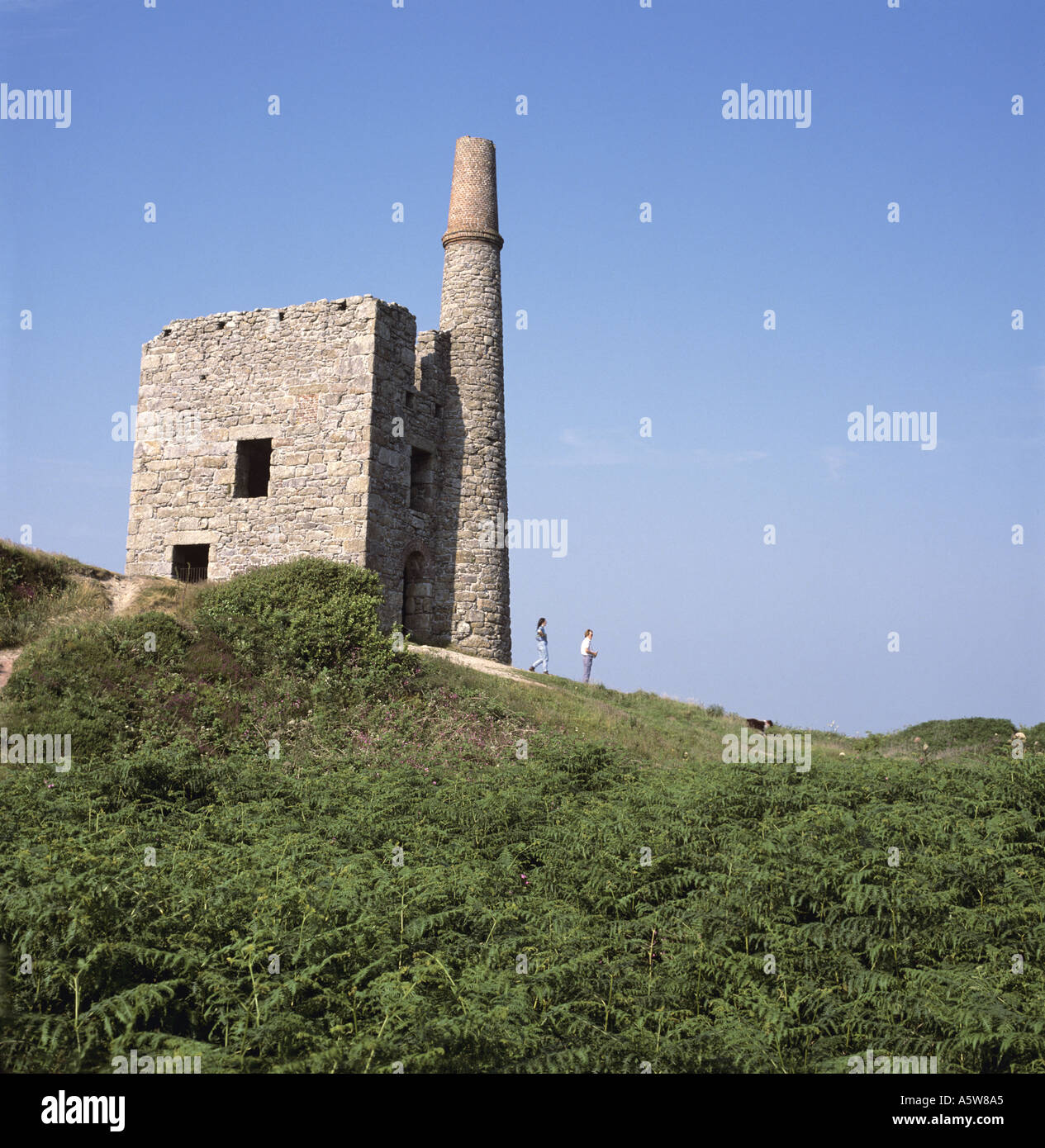 Ruins of Ding Dong tin mine in the Penwith district of Cornwall in the UK Stock Photo