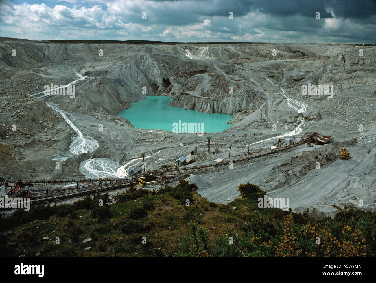 China clay pit near St. Austell Cornwall, England, late 70's Stock Photo