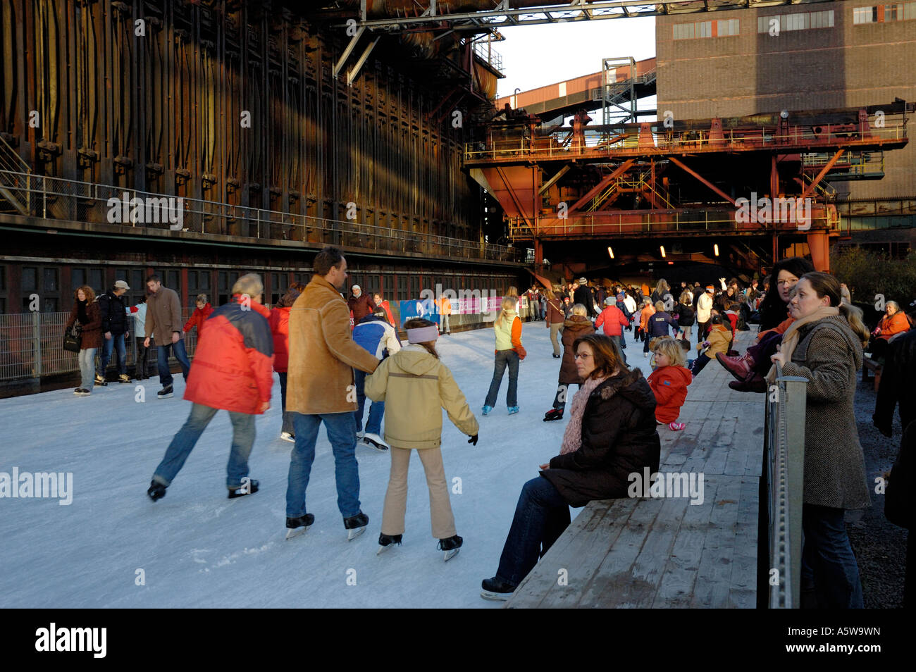 Ice skating at the UNESCO world heritage site Zollverein, Essen