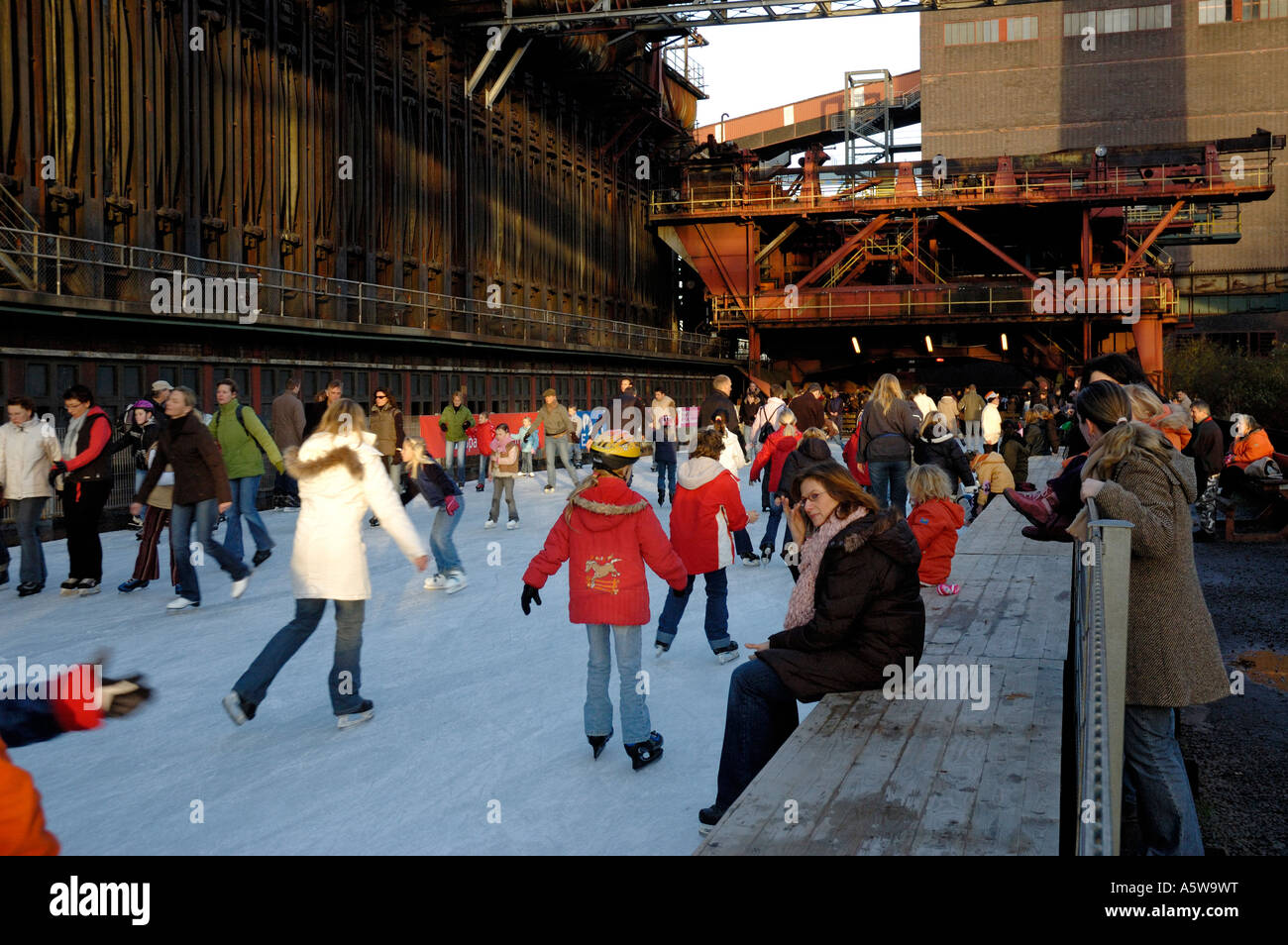 Ice skating at the UNESCO world heritage site Zollverein, Essen