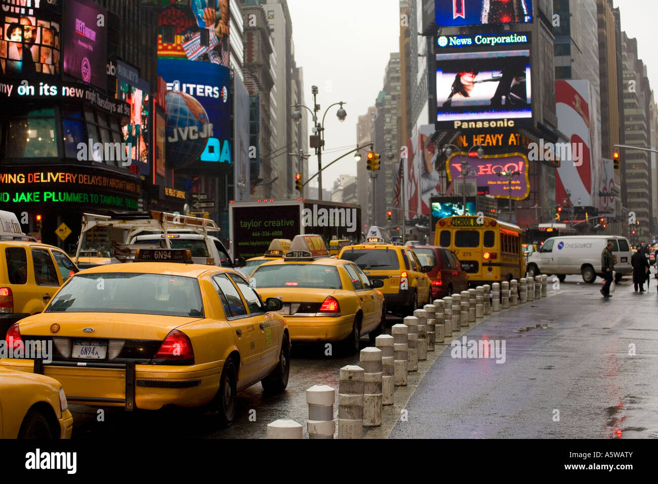 Yellow taxi cabs in Times Square New York City 2007 Stock Photo Alamy