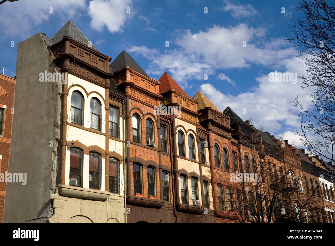 Expensive houses in an area being gentrified in Harlem New York City