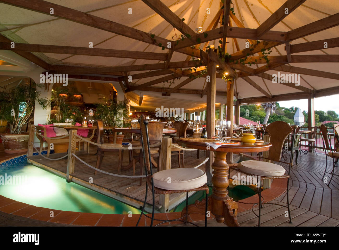 Interior Mandala Restaurant Gustavia St. Barths Stock Photo