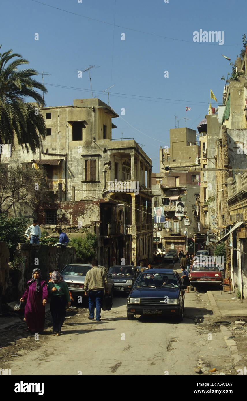 Minet El Hosn District , Beirut, Lebanon in April 1994, after The Civil War - street scene Stock Photo