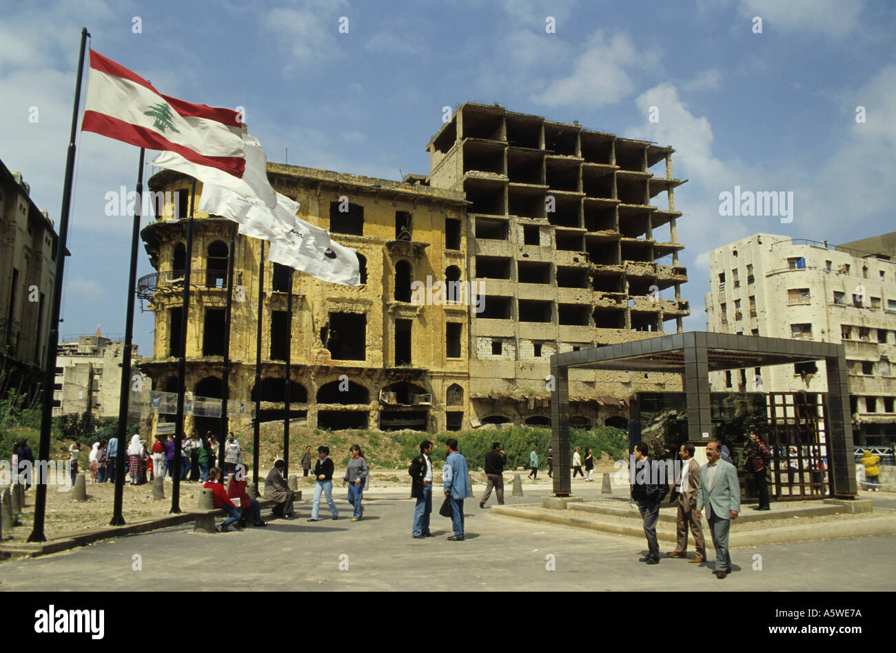 People visiting the Project of Reconstruction in Beirut, Lebanon. Stock Photo