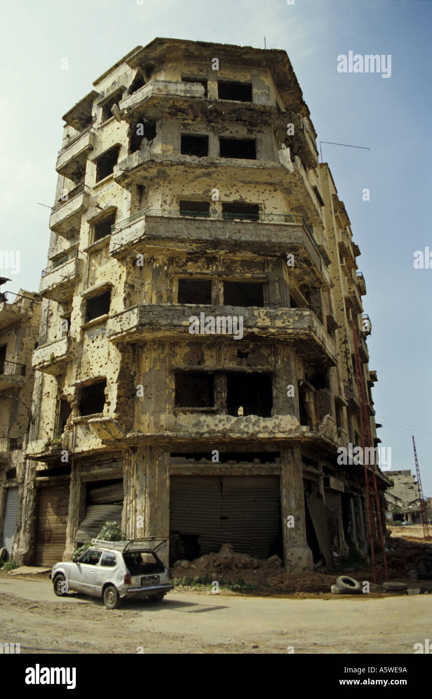 Lebanon Beirut In April 1994 After The Civil War Bullets Impacts On A