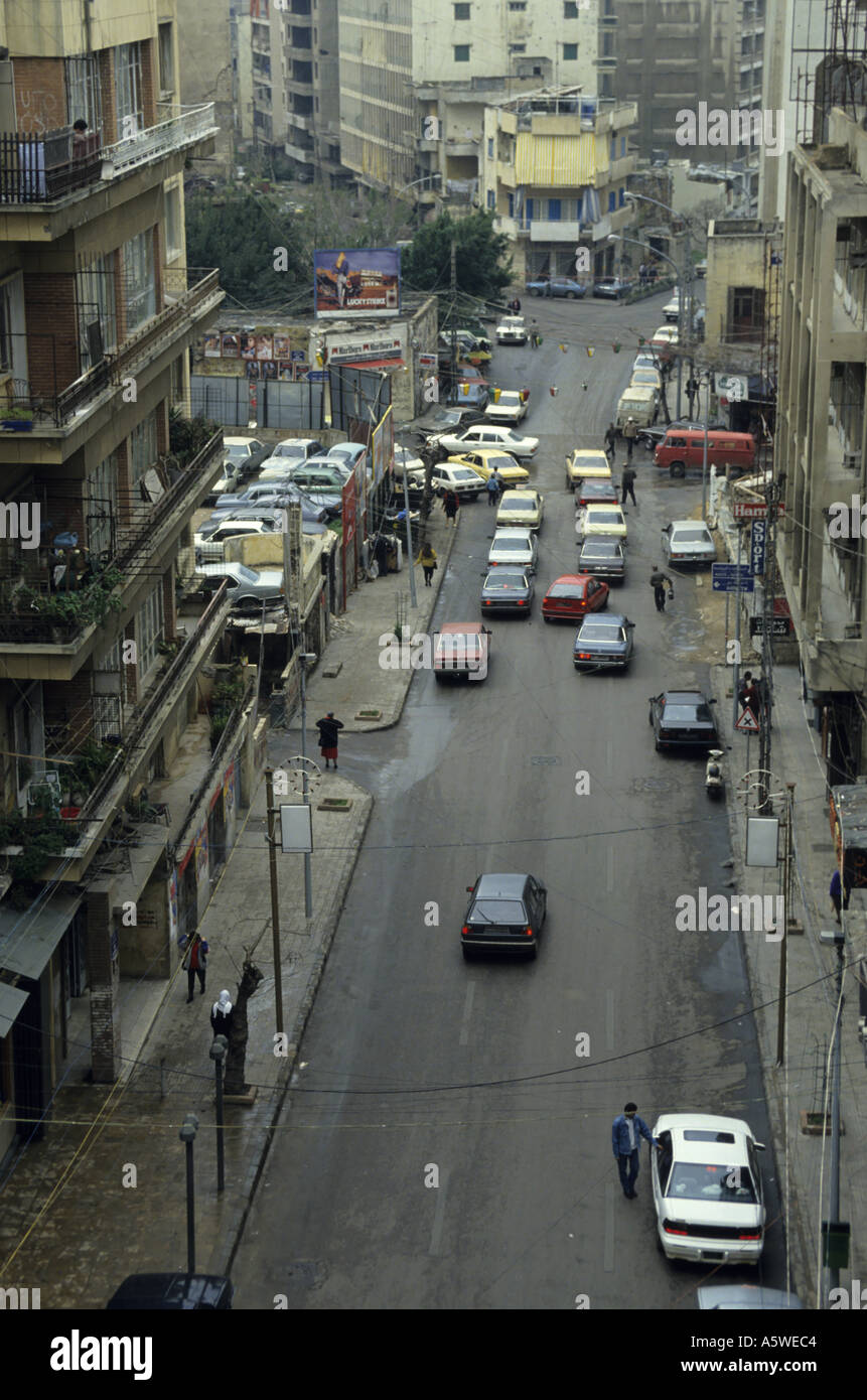 Lebanon Beirut In April 1994 After The Civil War Traffic On Hamra Street Stock Photo