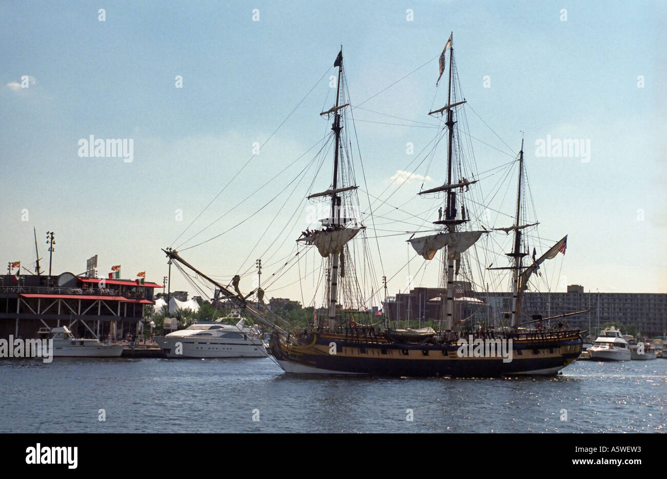 Tall ship in Baltimore Harbor, Md during Opsail Stock Photo