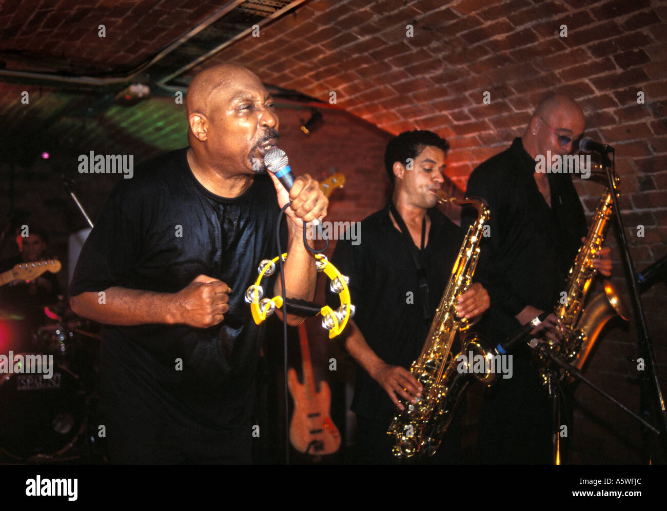 Soul music star Geno Washington and The Ram Jam Band, in concert, Buttermarket, Shrewsbury, UK, 2005 Stock Photo