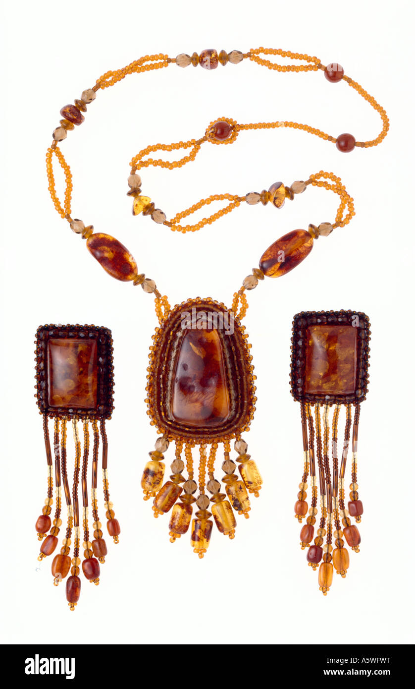Baltic amber jewellery Stock Photo