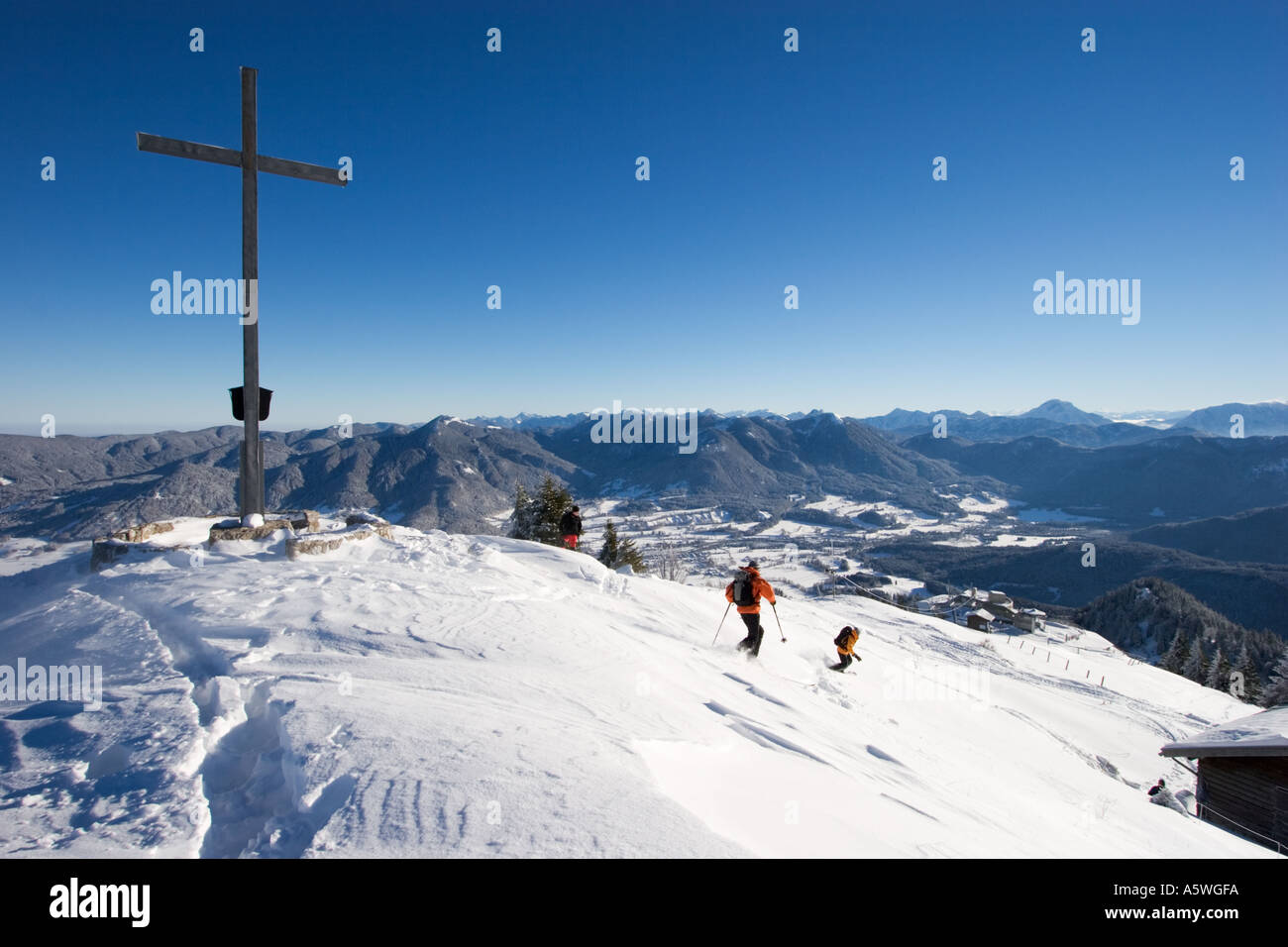 Brauneck mountain top near Lenggries Upper Bavaria Germany Stock Photo