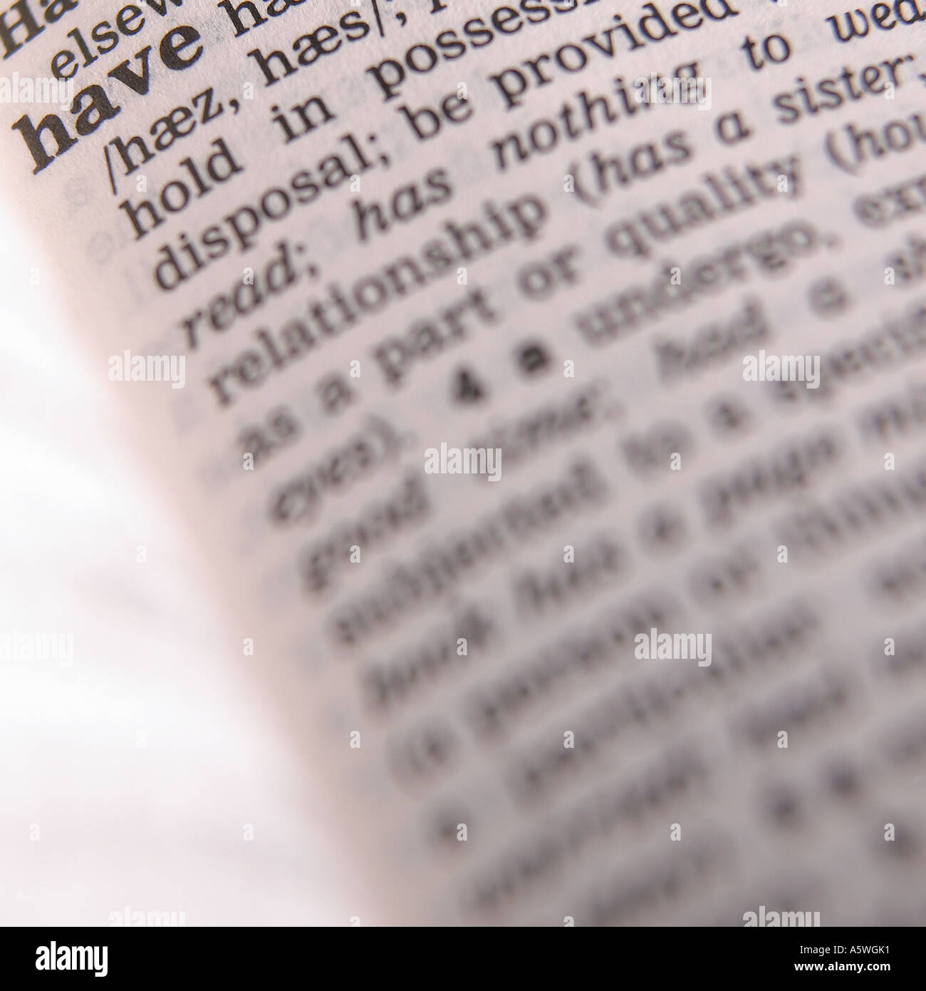 the word have described in the dictionary Stock Photo Alamy