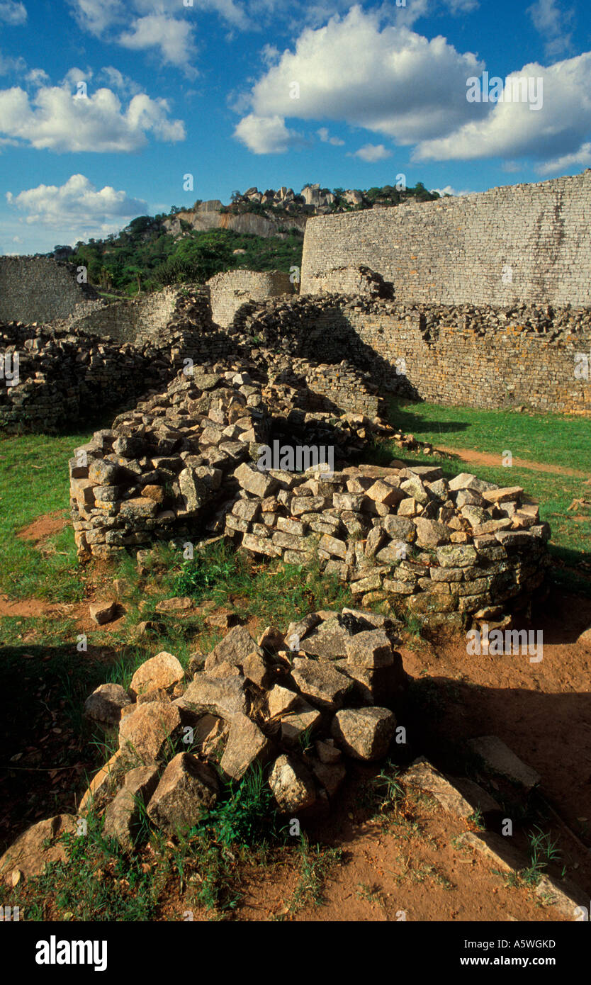 Inside the Great Enclosure and view of the Hill Complex at Great Zimbabwe National Monument, near Mazvingo, Zimbabwe, Africa. Stock Photo