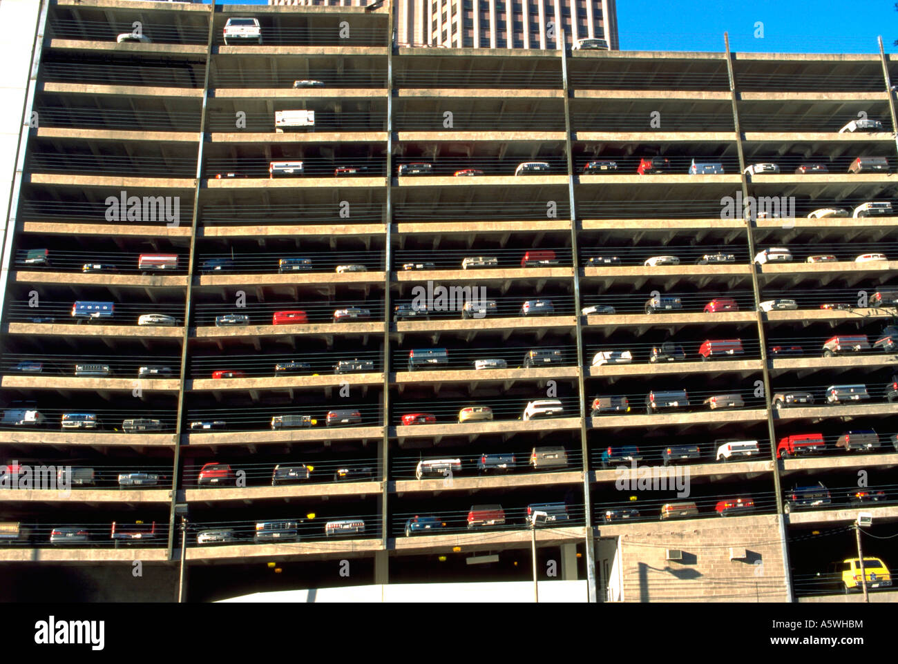 Painet Hk2862 Houston Texas Parking Lot Garage Center Cars Parked