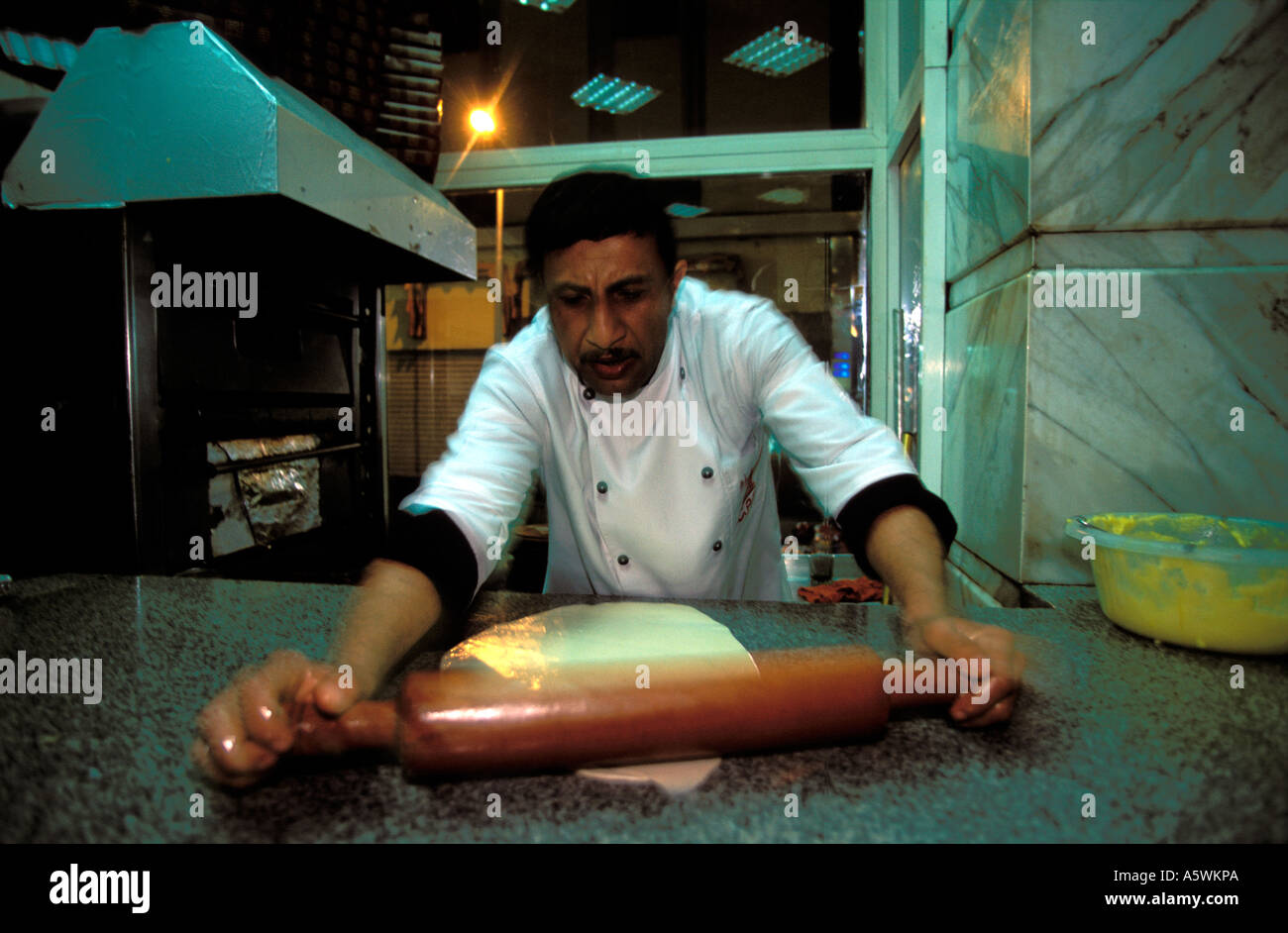 cairo making bread with dough Stock Photo