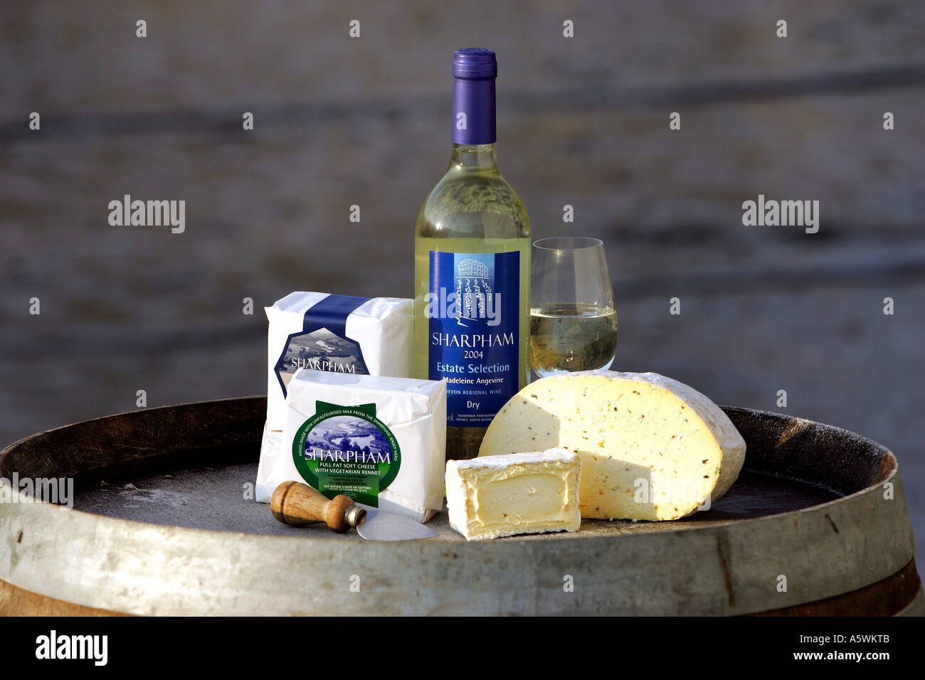 Wine and cheese produced by Sharphams Vineyard near Totnes in Devon UK Stock Photo Alamy