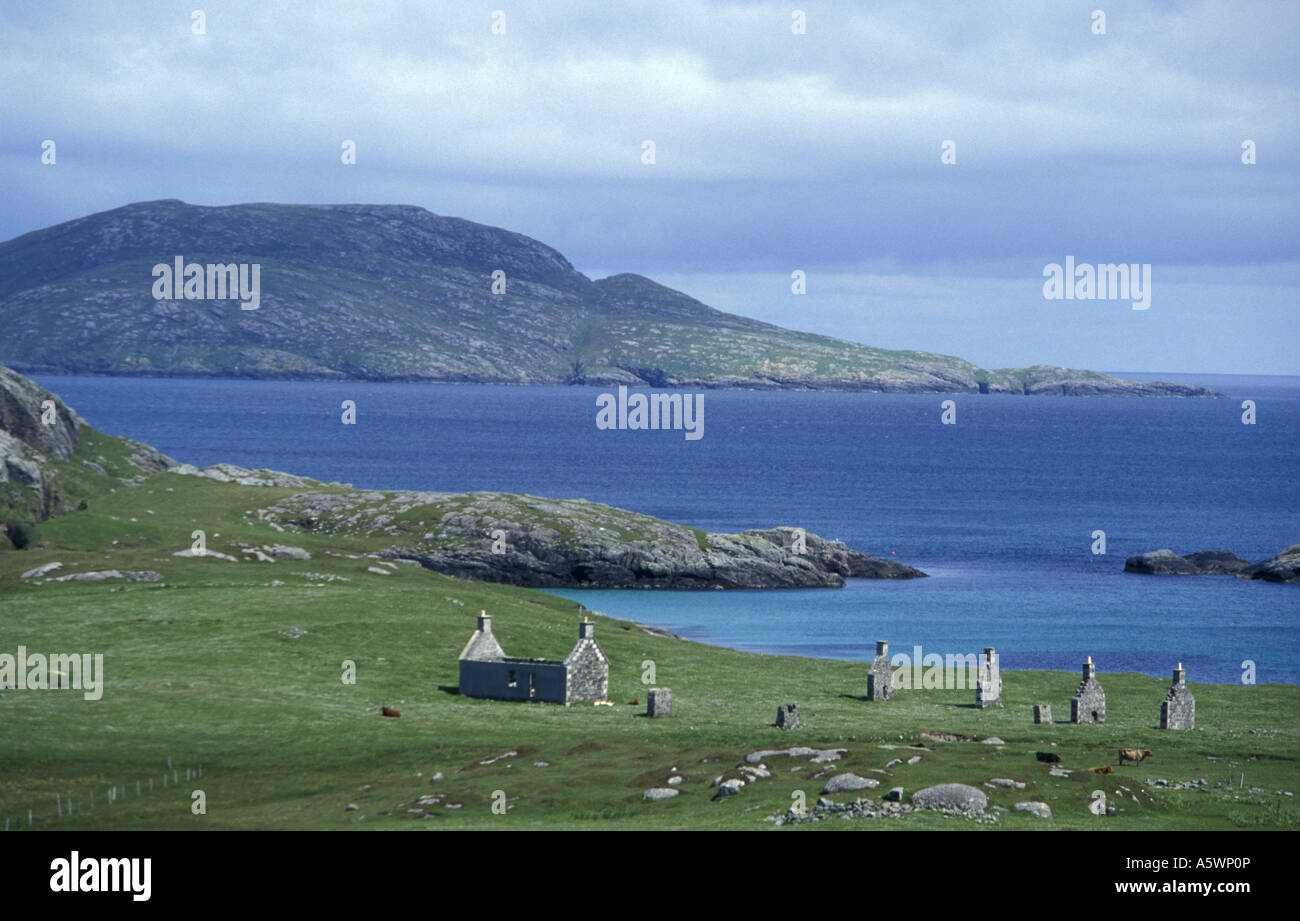 Abandonded village on Vatersay Island off Barra Island outer Hebrides Scotland Stock Photo