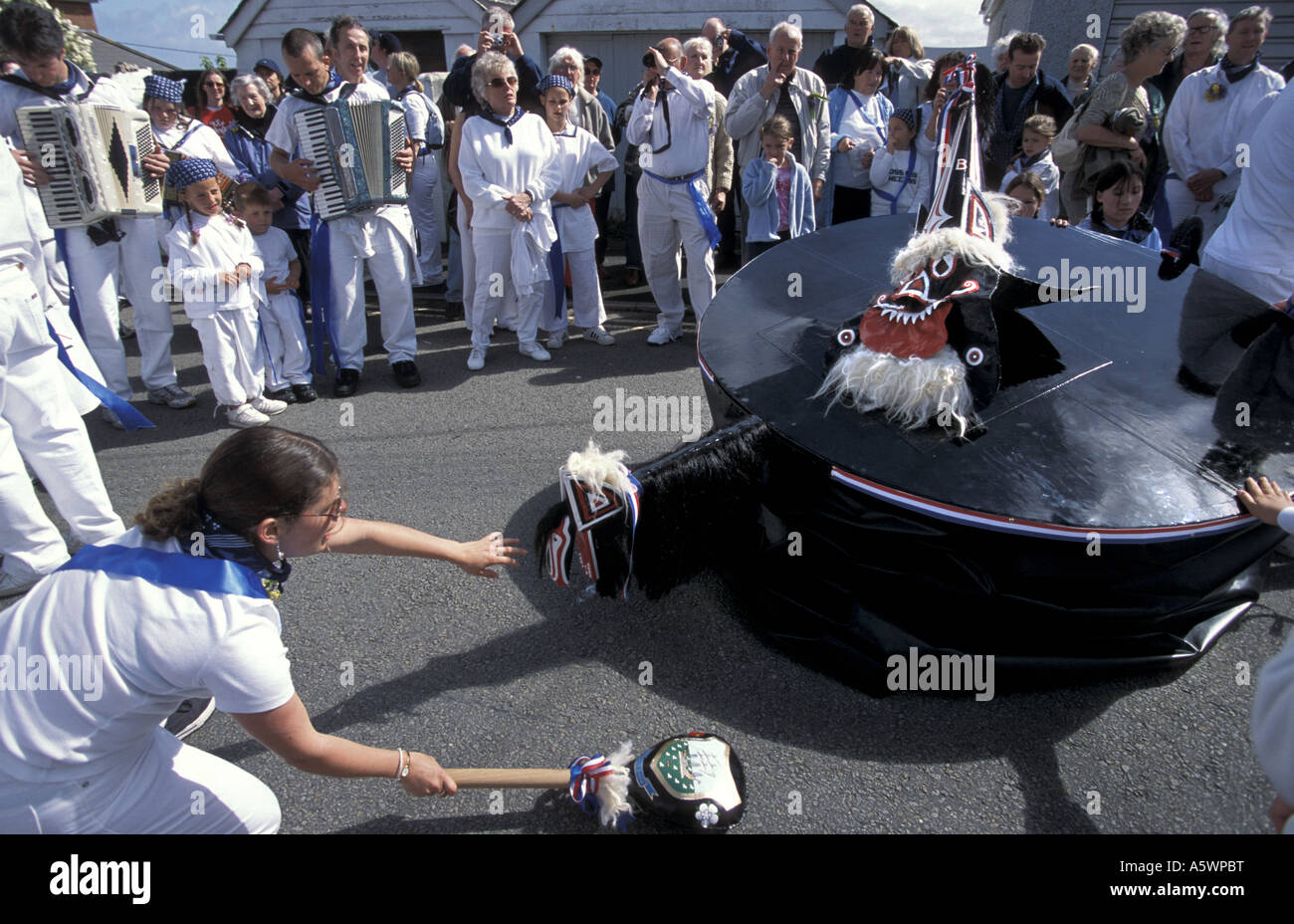 Padstow annual 1st May Hobby Horse festival in North Cornwall England