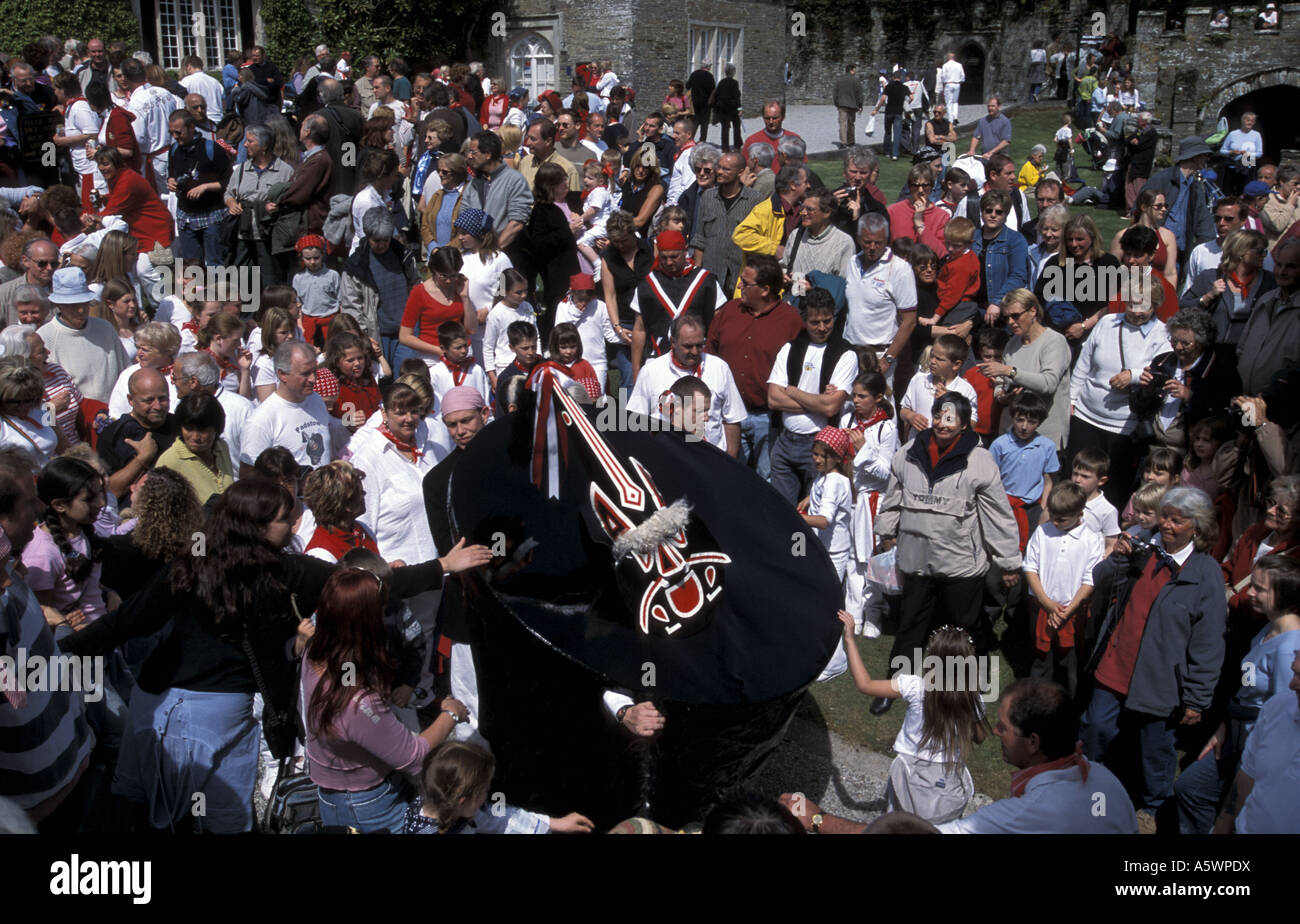 Padstow annual 1st May Hobby Horse festival in North Cornwall England