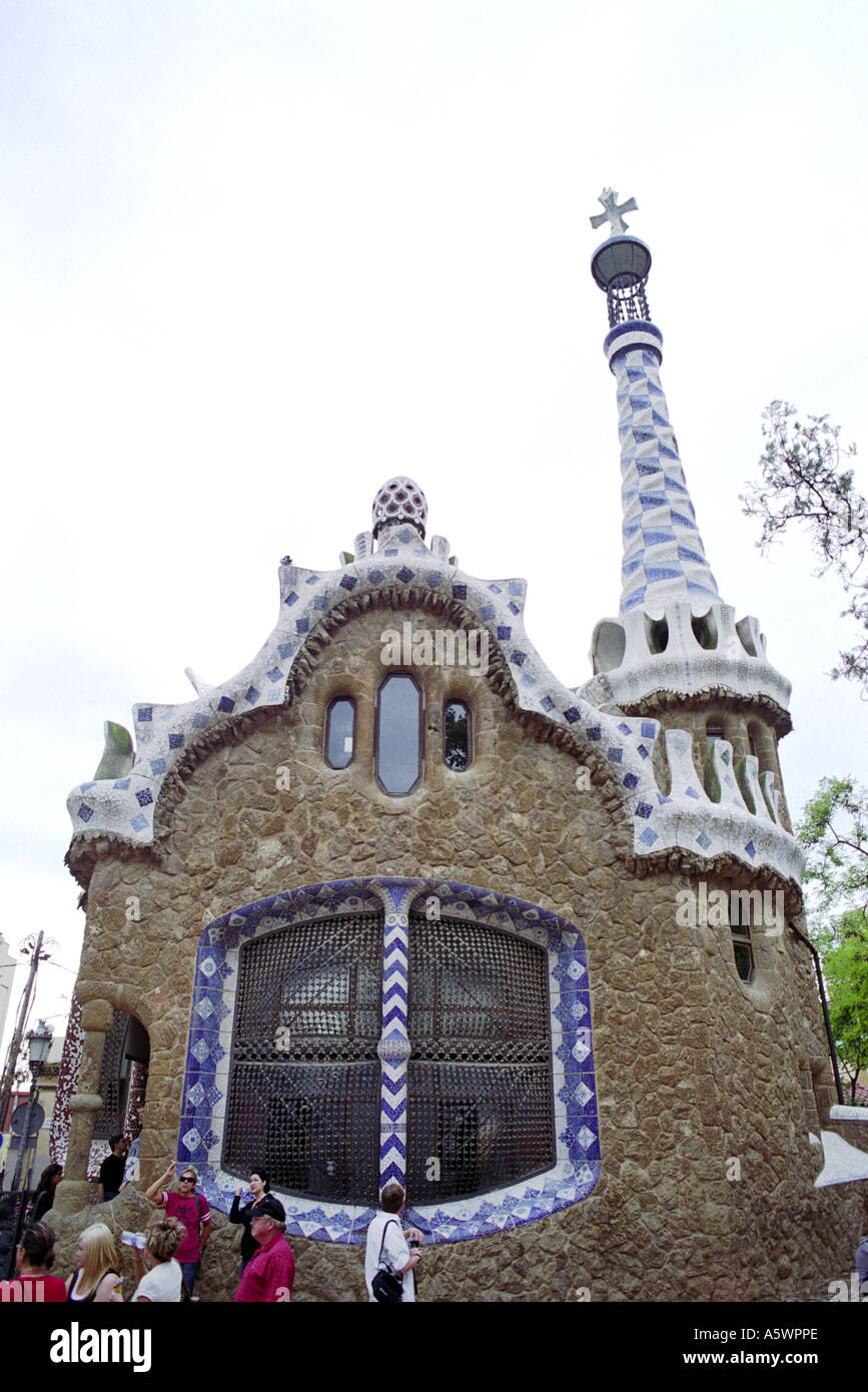 Parc Guell Barcelona Spain. Designed by Antoni Gaudi. Stock Photo