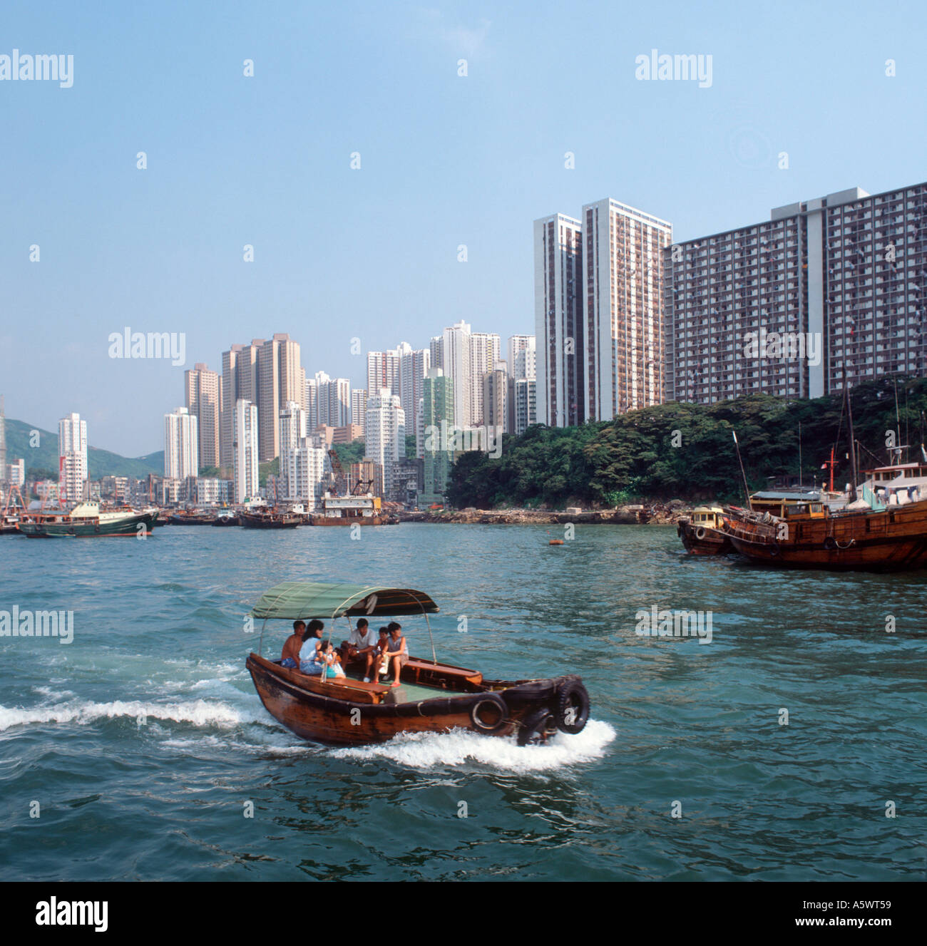 Motorised Sampan Water Taxi, Aberdeen Harbour, Hong Kong Island, Hong Kong -  taken in 1992 Stock Photo