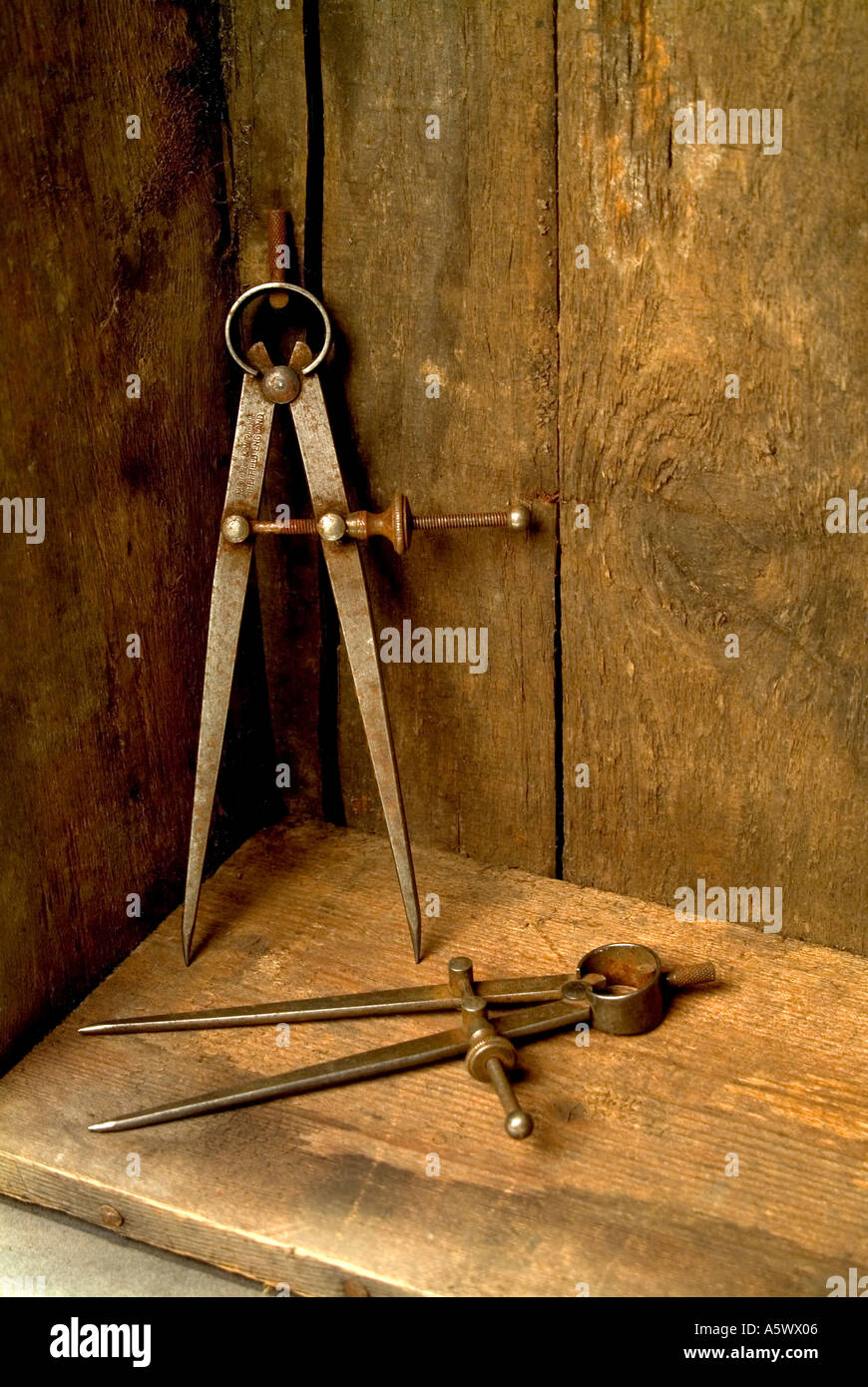 Antique engineers calipers Stock Photo Alamy