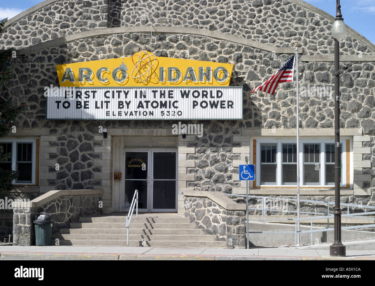 City Hall building in Arco Idaho First city in the world to be lit by