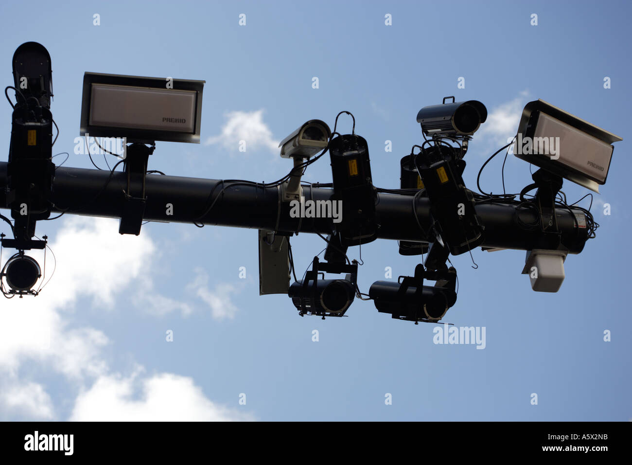 congestion charge cameras and sensors over road Stock Photo