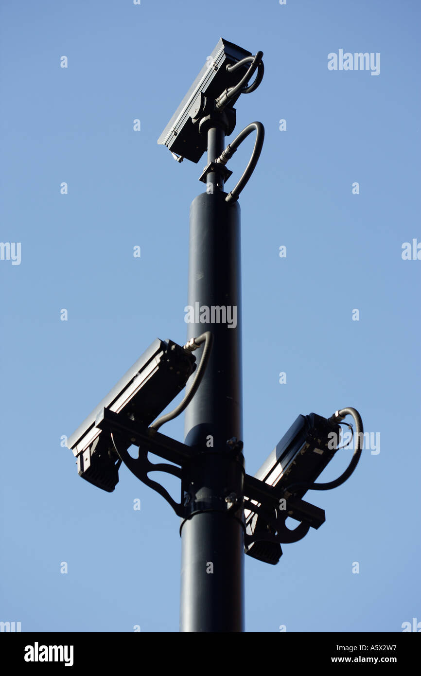 Security and congestion charge video cameras viewing street Stock Photo