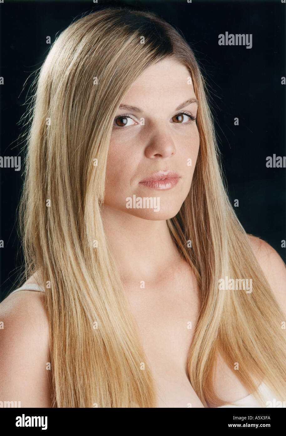 Portrait of a Blonde Caucasian Girl Stock Photo
